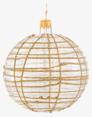 Glass Bauble Clear With Lattice Pattern, 10 Cm - Sphere