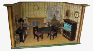 Antique Beidermeier Boule Small Doll House Miniature - Club Chair