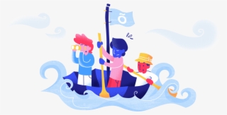 3 People Looking Forward On A Boat In High Seas