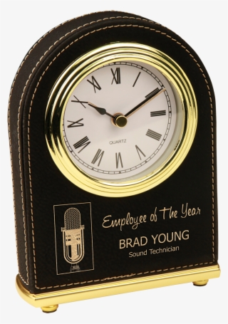 Black & Gold Leatherette Arch Clock - Clock