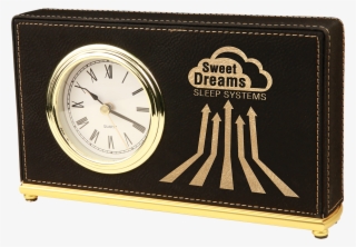 Black & Gold Leatherette Horizontal Clock - Clock