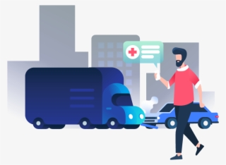 Person Calling Ambulance At A Car Crash Scene - Illustration