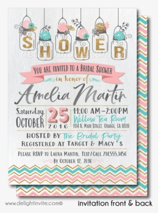 Printed Vintage Mason Jars Bridal Shower Invitations - Illustration
