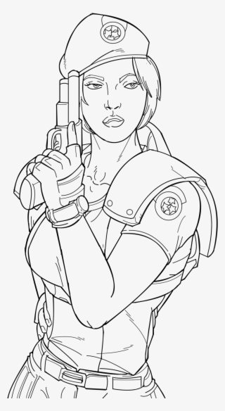 Member Of Stars Jill Valentine Ink Sketch - Line Art - 1193x1920 PNG ...