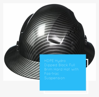 Hdpe Hydro Dipped Black Full Brim Hard Hat With Fas-trac - Mesh