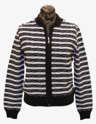 Black & White Striped Cardigan - Sweatshirt