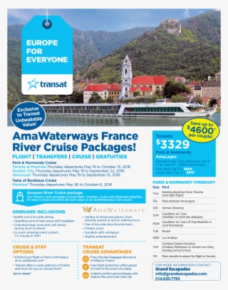 Free* Visa Gift Card - Amadolce Bordeaux River Cruise