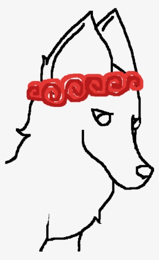 Sad Wolf Wearing Flower Crown Template - Sketch