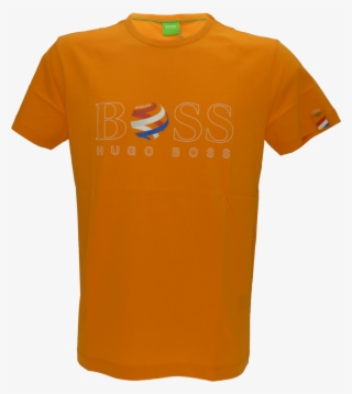 Hugo Boss Tee Flag T-shirt In Orange - Active Shirt