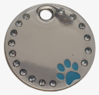 Blue Paw On A Diamante Disc - Circle