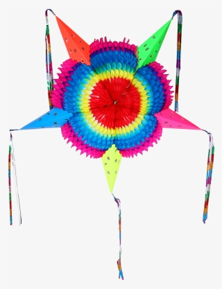 Colorful Star Mexican Piñata Foldable Cardboard Party - Circle
