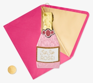 Champagne Bottle Piñata Birthday Card - Bottle