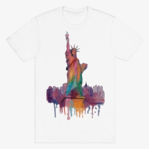 Statue Of Liberty Watercolor Mens T-shirt - Dolphins T Shirt