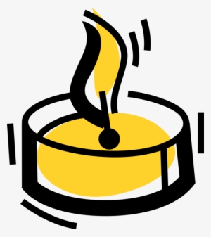 Vector Illustration Of Candle Ignitable Wick Embedded - Flame
