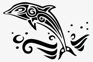 Svg Free Library Dolphin Tribe Tattoo Decal Animal - Black And White Dolphin Clip Art