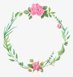 Literary Fan Green Leaf And Flower Wreath Decoration - Watercolor Wreath Transparent Background