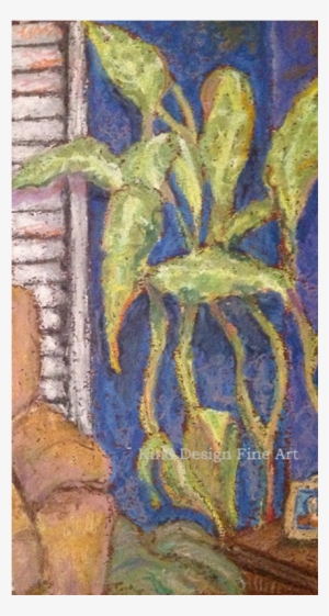 Elephant Ear Plant Next To Shutters - Painting