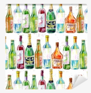 Seamless Pattern Of A Champagne,cognac, Wine, Beer - Vinos Y Cervezas Sin Fondo