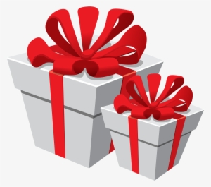 White Gift Boxes With Red Bow Png Clipart - Gift Png