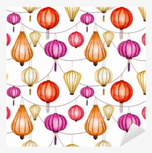 Watercolor Vector Seamless Chinese Pattern Sticker - Watercolor Painting