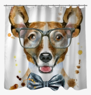 Watercolor Portrait Of Jack Russell Terrier With Bow-tie - Jack Russell Terrier