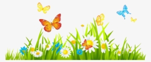 Spring - Grass With Flower Clipart