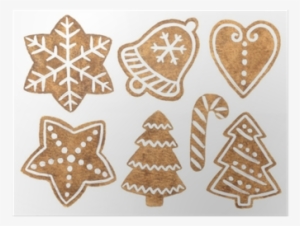 Hand Painted Watercolor Gingerbread Cookies Clip Art - Watercolor Painting