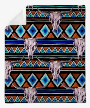 Seamless Background With Trendy Tribal Design - Skull