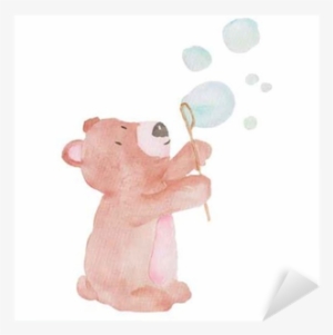 Bear Cute Animal Watercolor Illustration Bubbles Water - Illustration