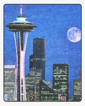 Seattle Space Needle Watercolor Blanket - Blue Seattle Blue Seattle Blue Seattle 60" Curtains