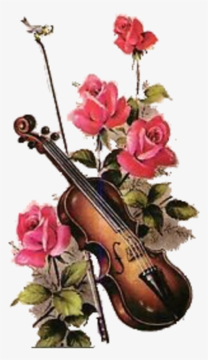 Free Digital Images Vintage - Violin With Roses Clipart
