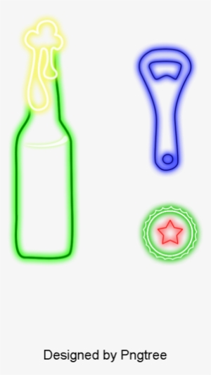 Summer Cool Drinks Beer Cartoon Neon Pattern, Beer, - Beer