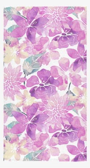 Pastel Watercolor Flower Pattern Bath Towel - Purple Watercolor Heart Png