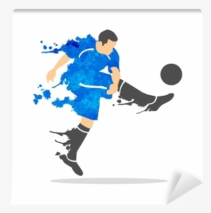 Vector Illustration Of Soccer Player In An Action With - Soccer Watercolor