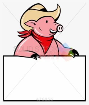 Stock Illustration Of Cartoon Rendition Of Pig Cowboy - Pigs Holding Blank Paper