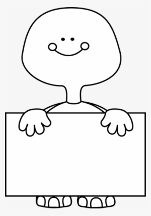 Black And White Black And White Turtle Holding A Blank - Boy Holding A Board Black And White