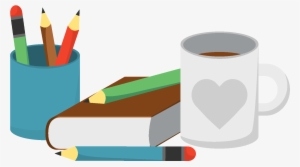 Desenho De Lápis Canetas E Livros