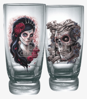 Day Of The Dead Water Glass Set - Day Of The Dead Glassware 208047