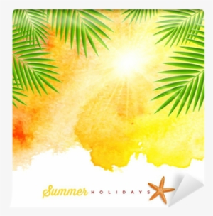 Tropical Summer Watercolor Background Wall Mural • - Palm Tree Watercolor Background