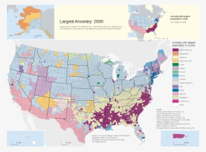 2000 Census Population Ancestry Map, With African-american - Immigration Map Of The United States
