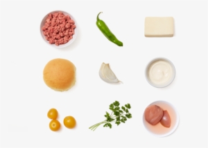 Fontina Cheeseburgers With Cilantro & Tomato Salad - Hamburger