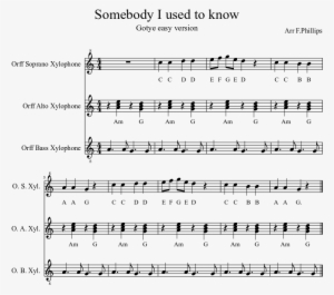 Easy, Short Version - Somebody That I Used To Know Xylophone Notes