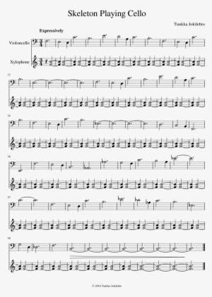 Skeleton Playing Cello Sheet Music Composed By Tuukka - Xylophone Score