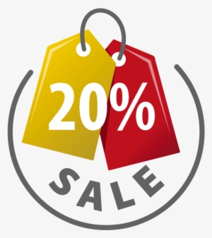 Yellow And Red Sale Tag With 20 Percent Discount Sign - Sales Promotion