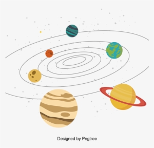 Solar System Cartoon Planets With Stars, Solar, System, - Sistema Solar Animado