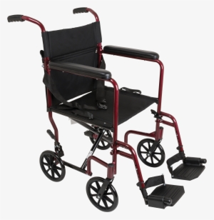 Probasics Burgundy Aluminum Transport Chair With Footrests - Probasics Aluminum Transport Chair With 12" Rear Wheels