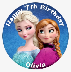 Personalised Disney Frozen Anna & Elsa Edible 8" Round - Ana And Elsa Frozen Round