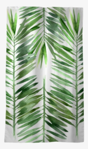 Watercolor Palm Tree Leaf Seamless Blackout Window - Palm Tree Leaves Watercolor