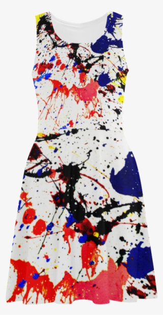 Blue & Red Paint Splatter Atalanta Sundress - Angelinana Custom Blue & Red Paint Splatter Custom