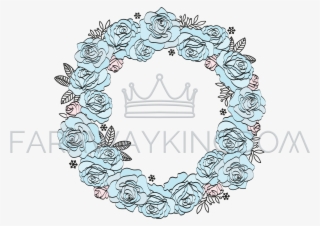 Blue Roses Wedding Flower Wreath Vector Illustration - Vector Graphics